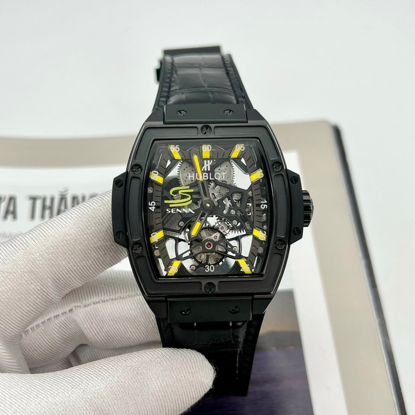Réplica del Hublot Masterpiece Tourbillon 906.ND.0129.VR.AES12 1:1 Best Edition PVD negro Swiss HUB 9006
