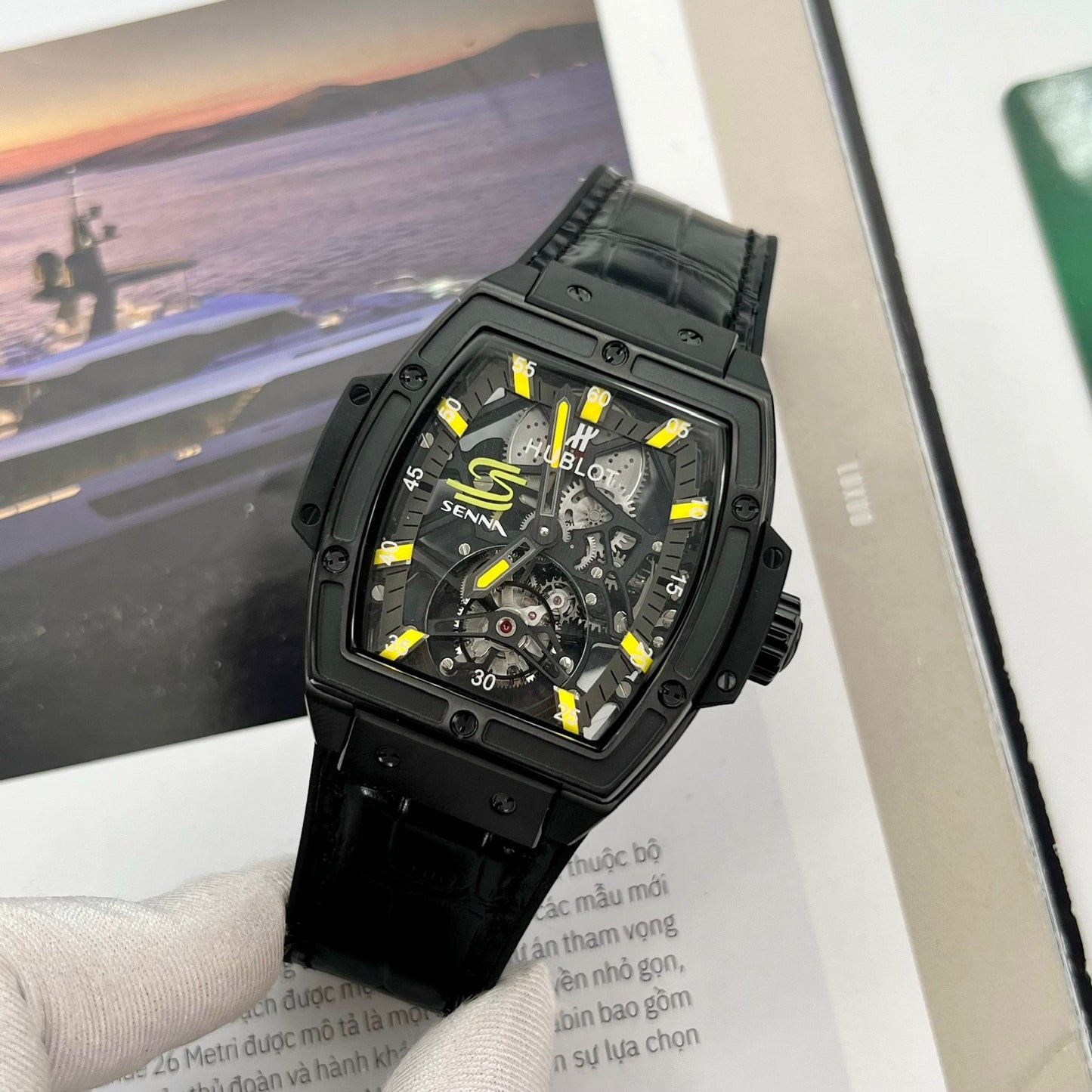 Réplica del Hublot Masterpiece Tourbillon 906.ND.0129.VR.AES12 1:1 Best Edition PVD negro Swiss HUB 9006