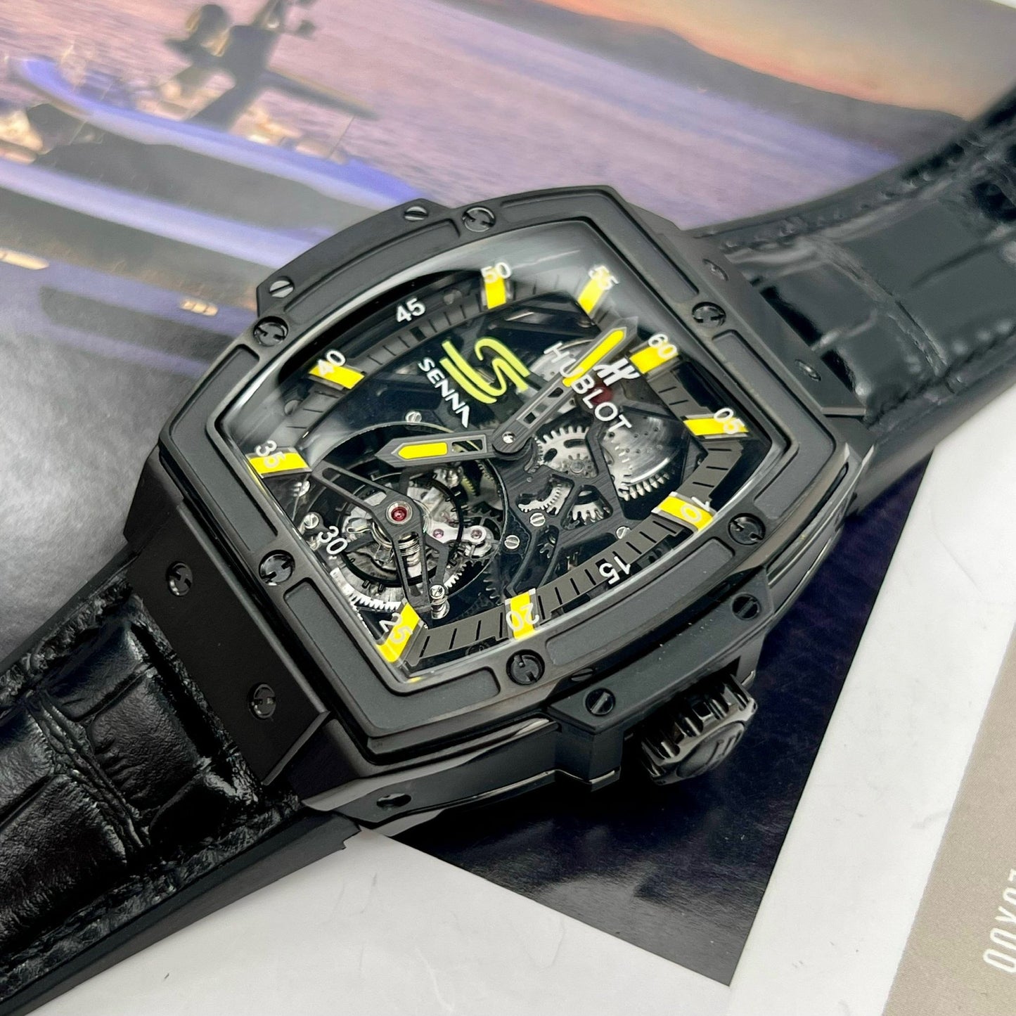 Réplica del Hublot Masterpiece Tourbillon 906.ND.0129.VR.AES12 1:1 Best Edition PVD negro Swiss HUB 9006