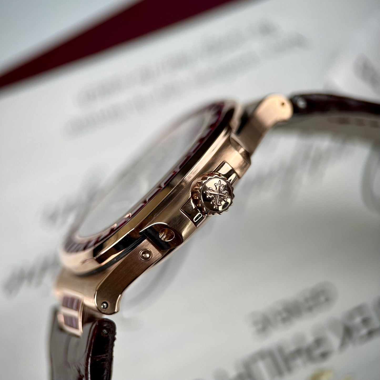 Patek Philippe Nautilus 5712 18k rose gold 1:1 best Edition PPF Fabbrica custom Ruby Stone