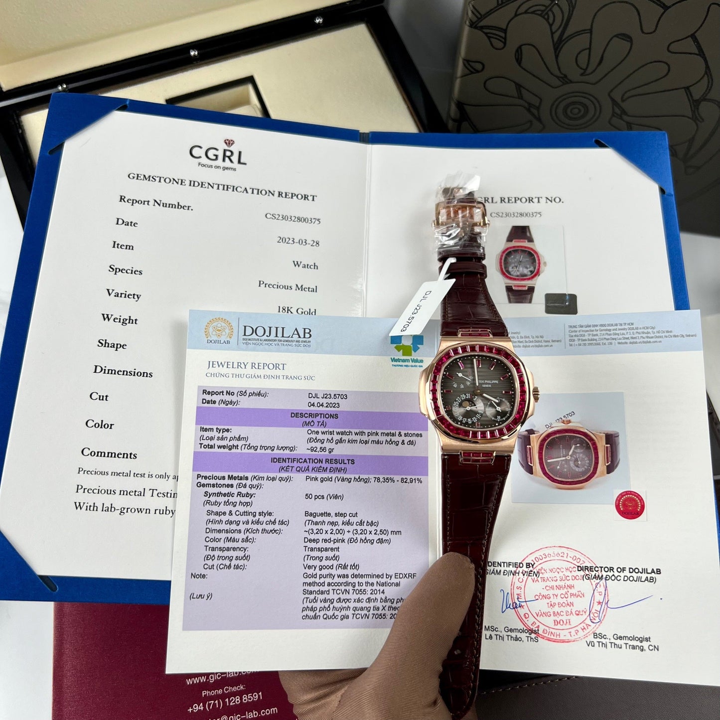 Patek Philippe Nautilus 5712 18k rose gold 1:1 best Edition PPF Fabbrica custom Ruby Stone
