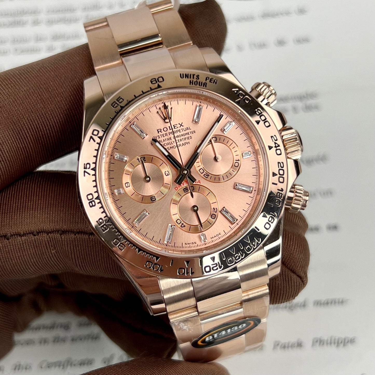 replica Rolex Cosmograph Daytona 40mm Everose Oro 116505 1:1 edizione migliore BTF