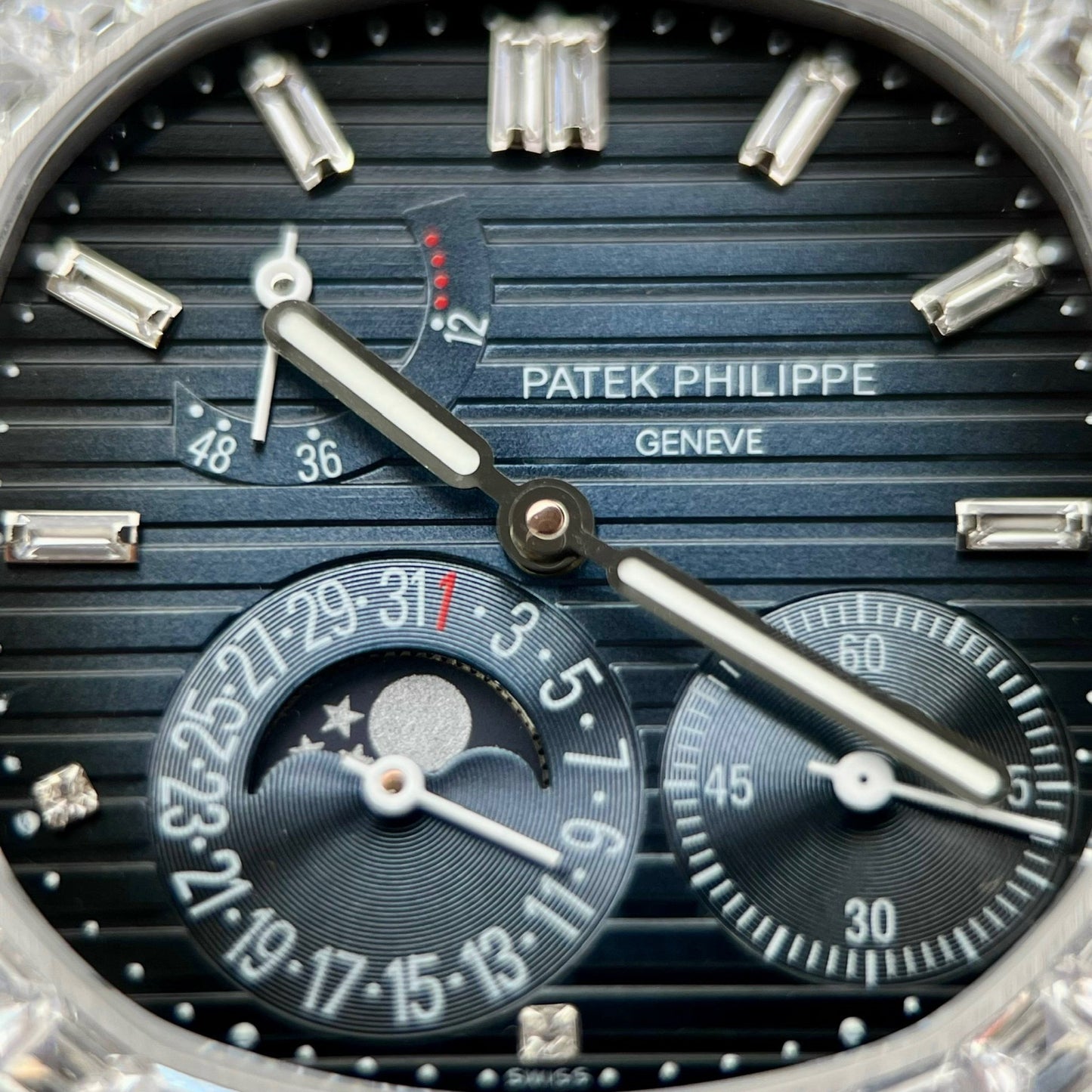 Patek Philippe Nautilus 5712/1R-001 1:1 edizione migliore GR Fabbrica quadrante blu and Stone