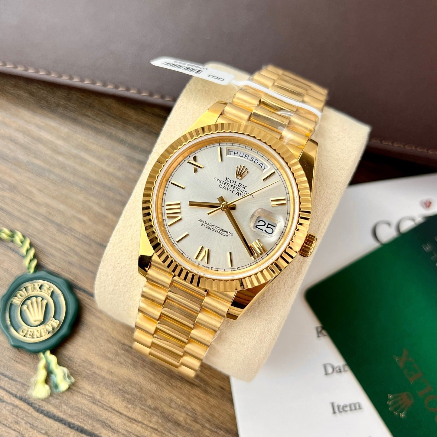 Rolex Day Date 228238 40MM 1:1 edizione migliore 18k Yellow Oro Argento Roman quadrante GM Fabbrica Counterweight Versione