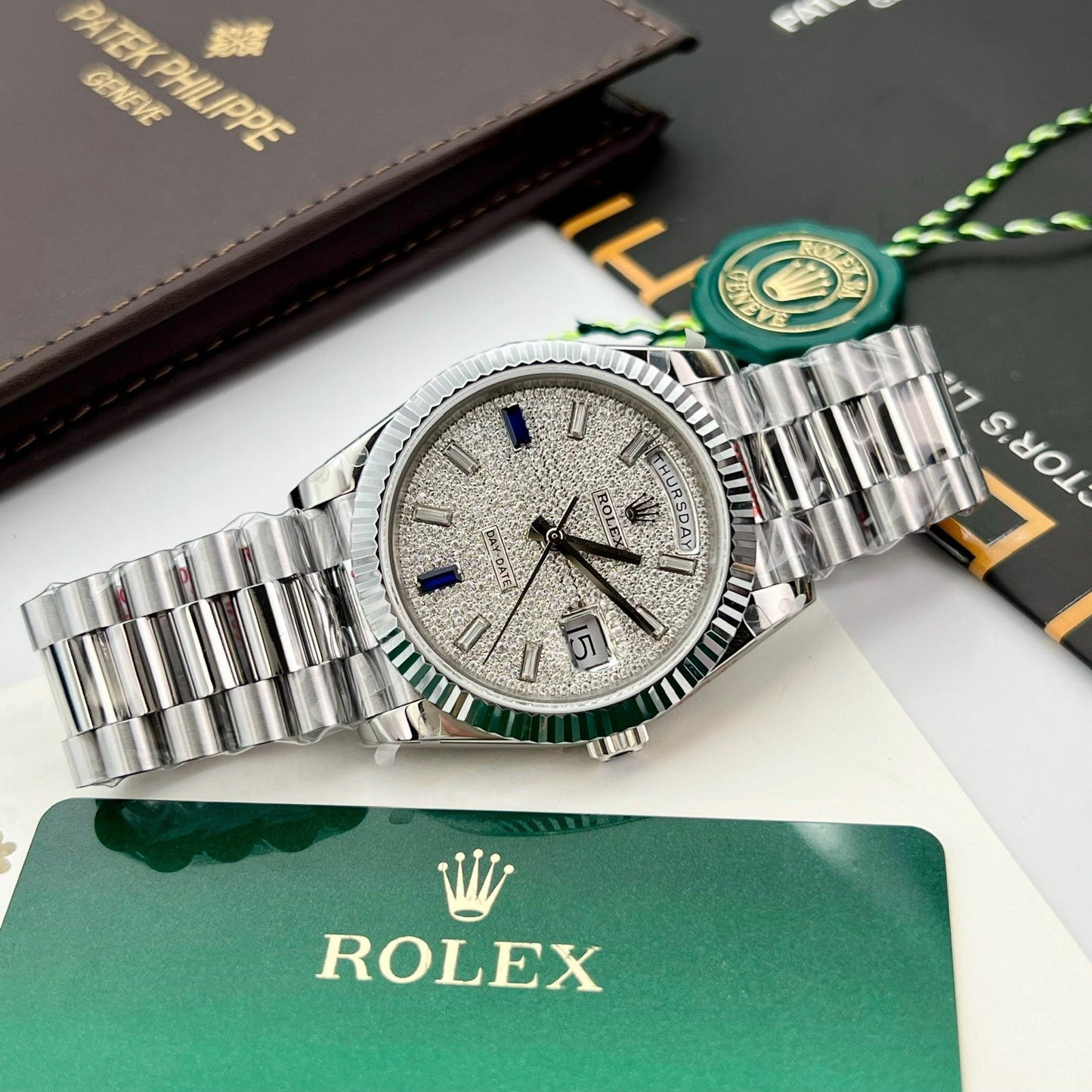 Rolex Day Date 40 228349RBR Pave Diamonds quadrante 1:1 edizione migliore GM Fabbrica V3 Counterweight Versione