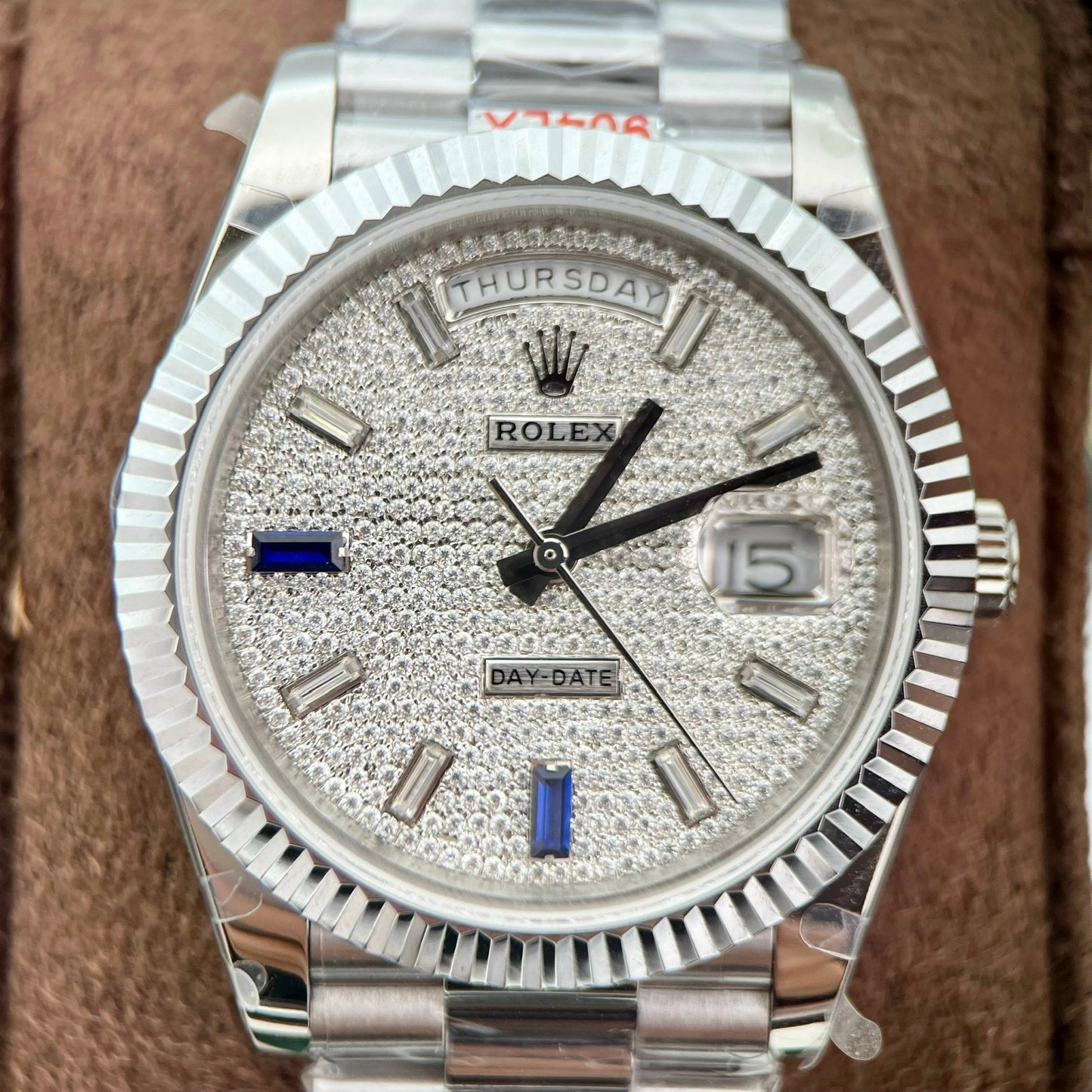 Rolex Day Date 40 228349RBR Pave Diamonds quadrante 1:1 edizione migliore GM Fabbrica V3 Counterweight Versione