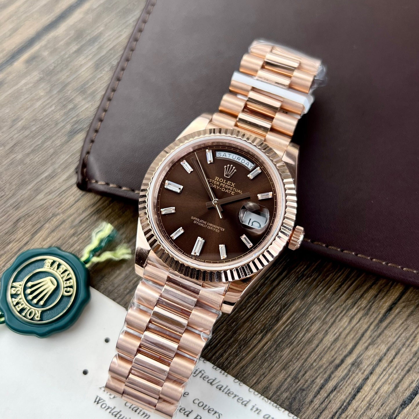 Rolex Day Date M228235-0003 18k Oro plated 1:1 edizione migliore GM Fabbrica V2 Chocolate quadrante Counterweight Versione
