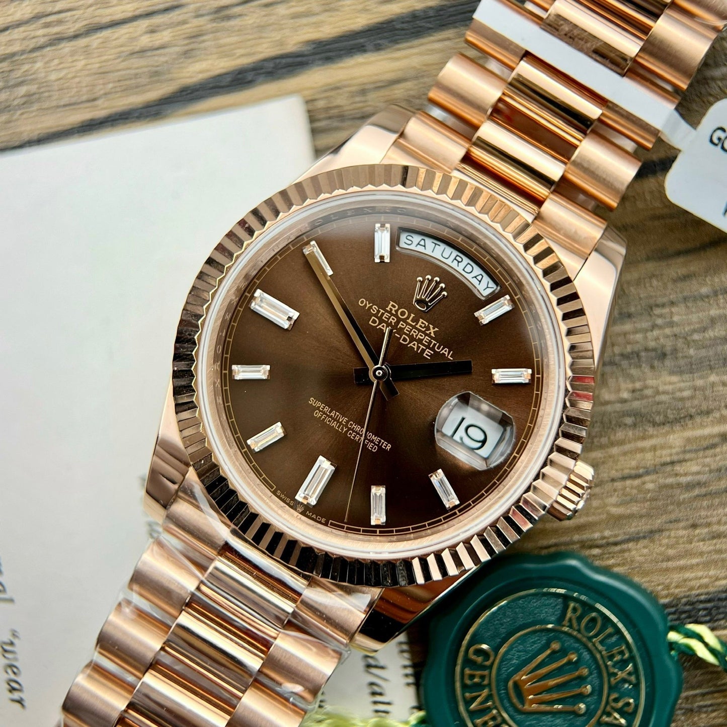 Rolex Day Date M228235-0003 18k Oro plated 1:1 edizione migliore GM Fabbrica V2 Chocolate quadrante Counterweight Versione