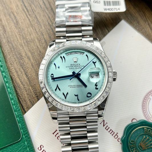 Rolex Day Date 40 - 228206 Arabic quadrante Best 1:1 Edizione GM Fabbrica V3 Moissanite baguetta