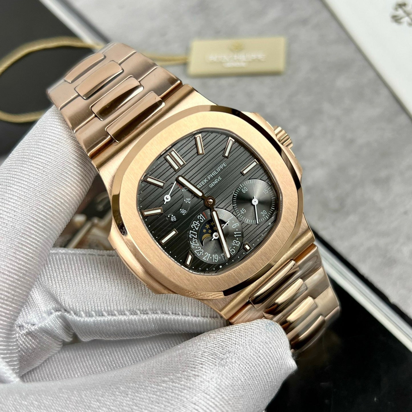Patek Philippe Nautilus 5712/1R-001 1:1 edizione migliore GR Fabbrica Grigio quadrante Rosa Oro
