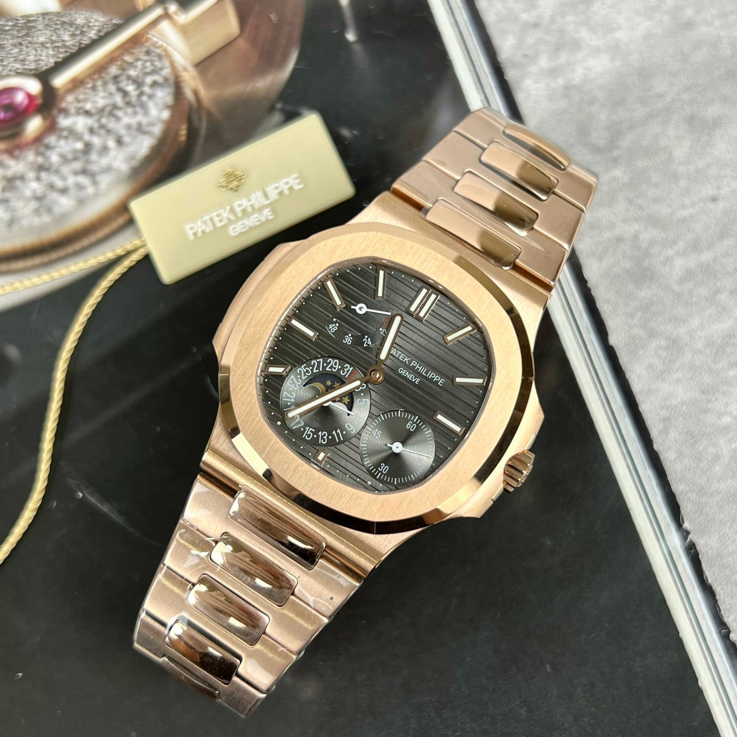 Patek Philippe Nautilus 5712/1R-001 1:1 edizione migliore GR Fabbrica Grigio quadrante Rosa Oro