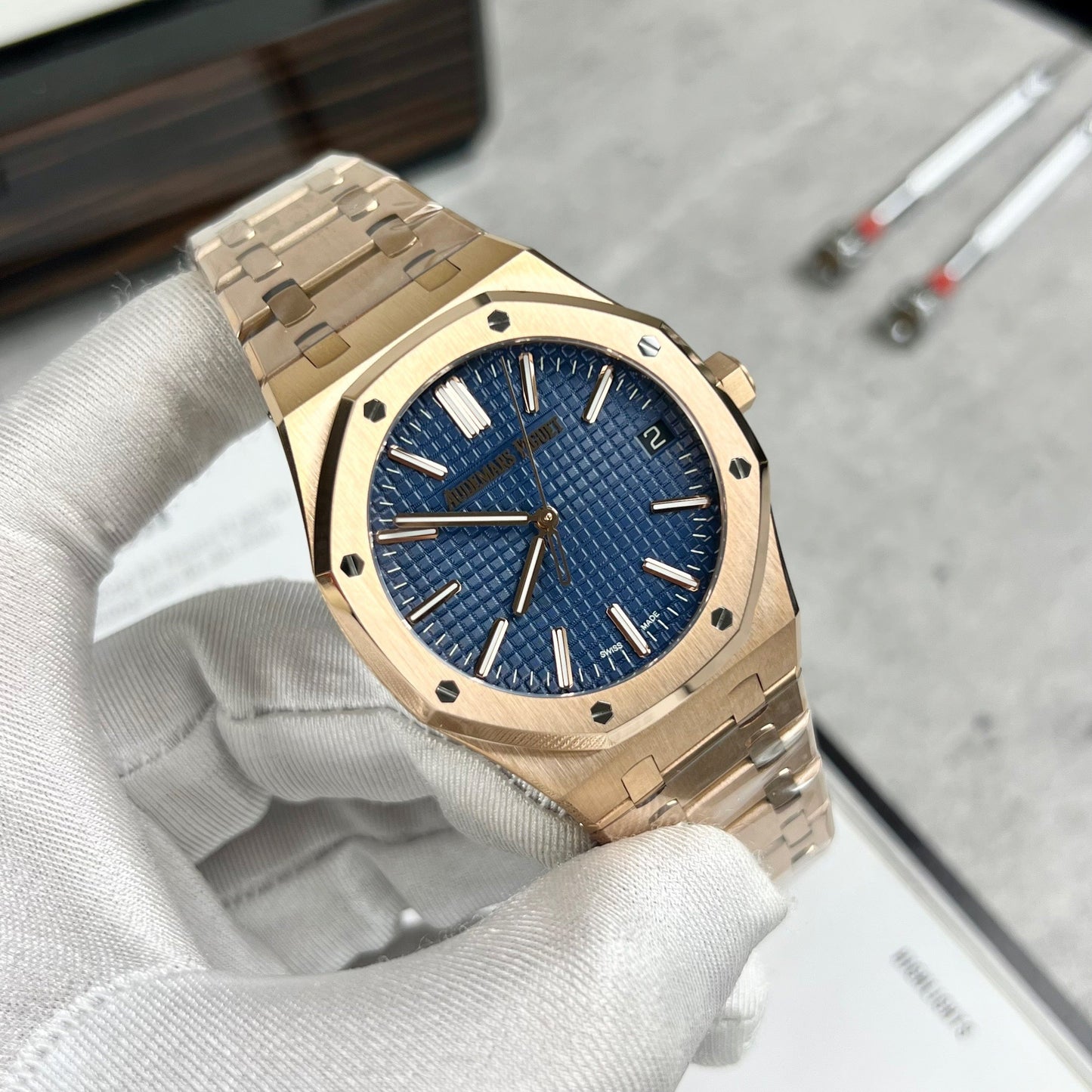 Audemars Piguet Royal Oak 15510 1:1 edizione migliore APS Fabbrica quadrante blu Rosa Oro