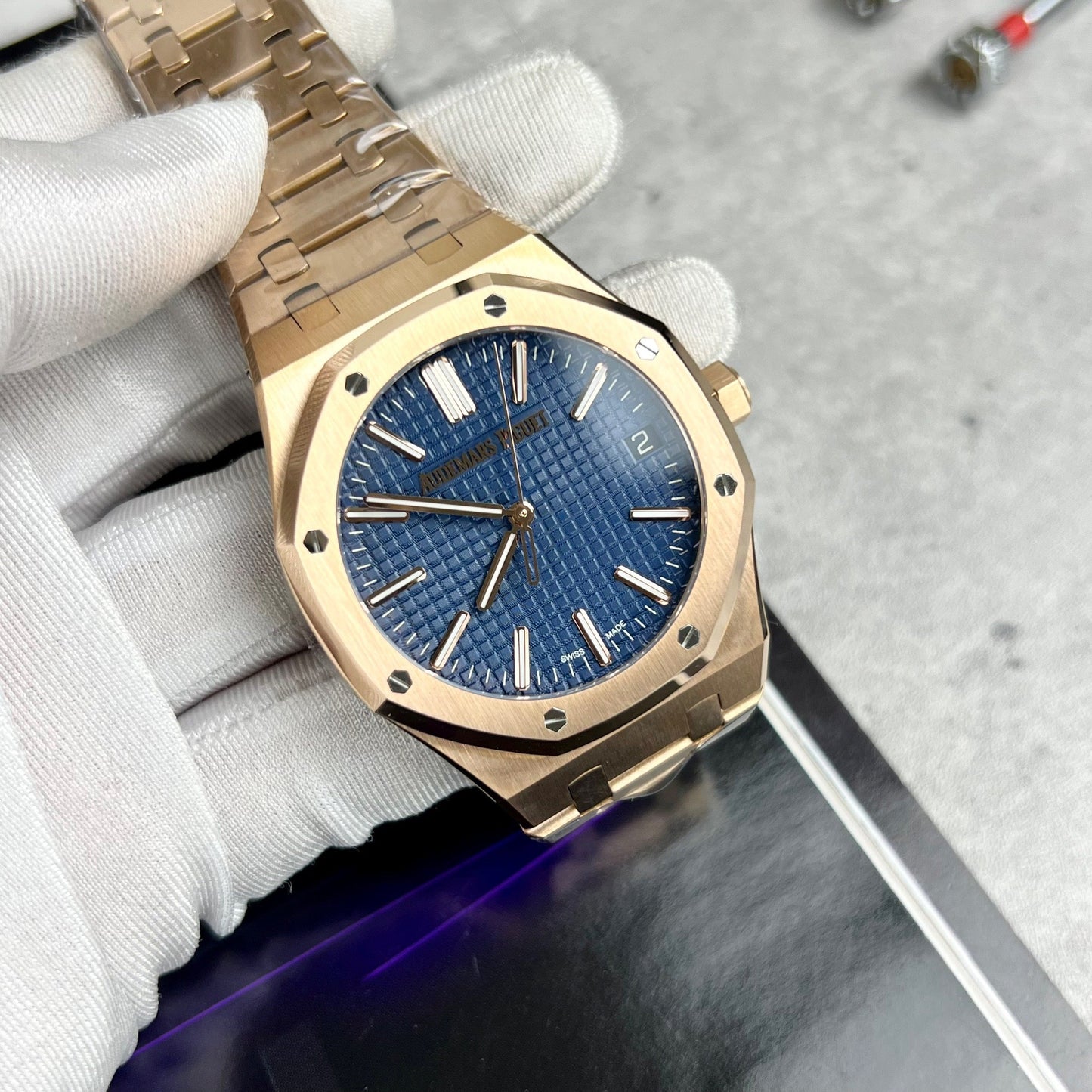 Audemars Piguet Royal Oak 15510 1:1 edizione migliore APS Fabbrica quadrante blu Rosa Oro