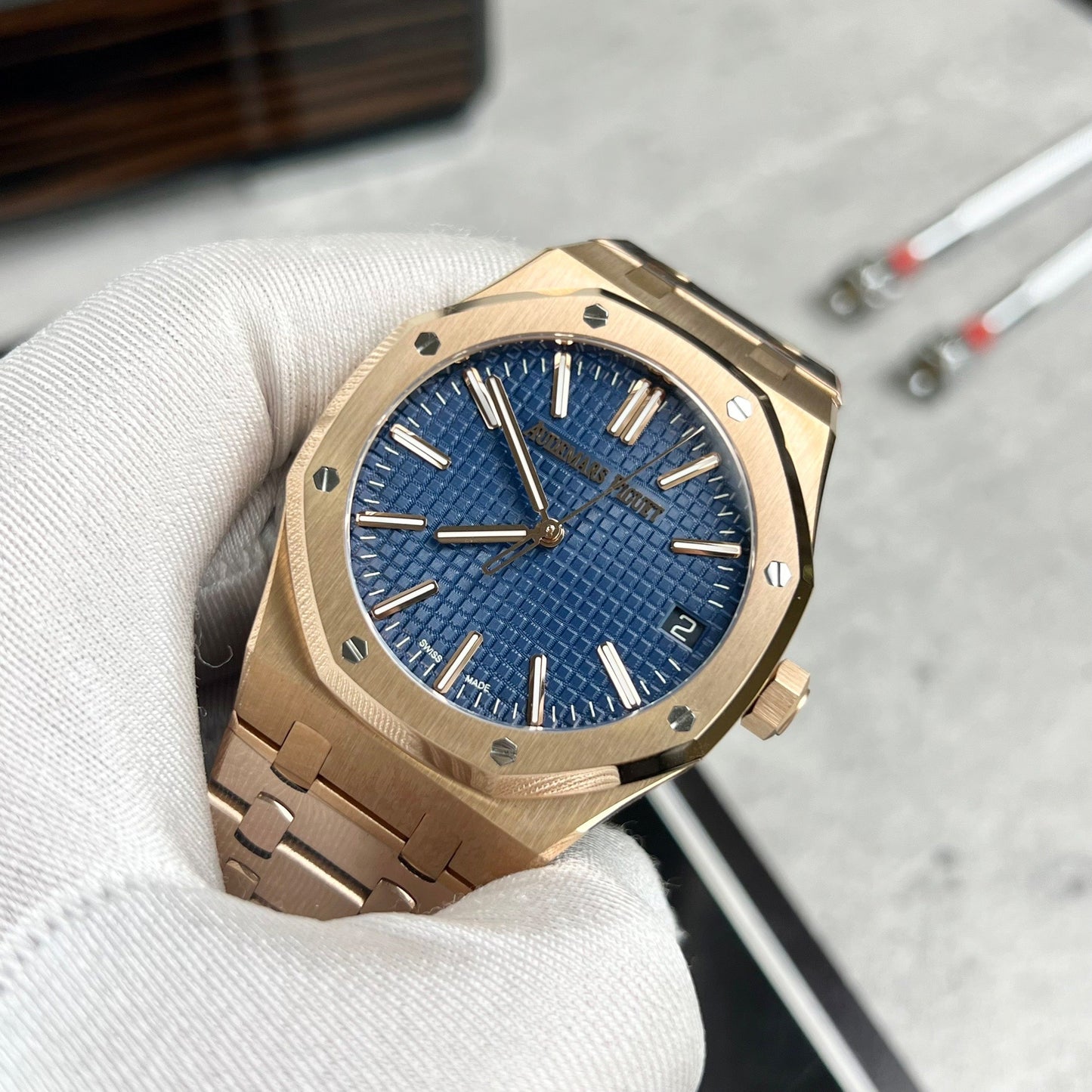 Audemars Piguet Royal Oak 15510 1:1 edizione migliore APS Fabbrica quadrante blu Rosa Oro