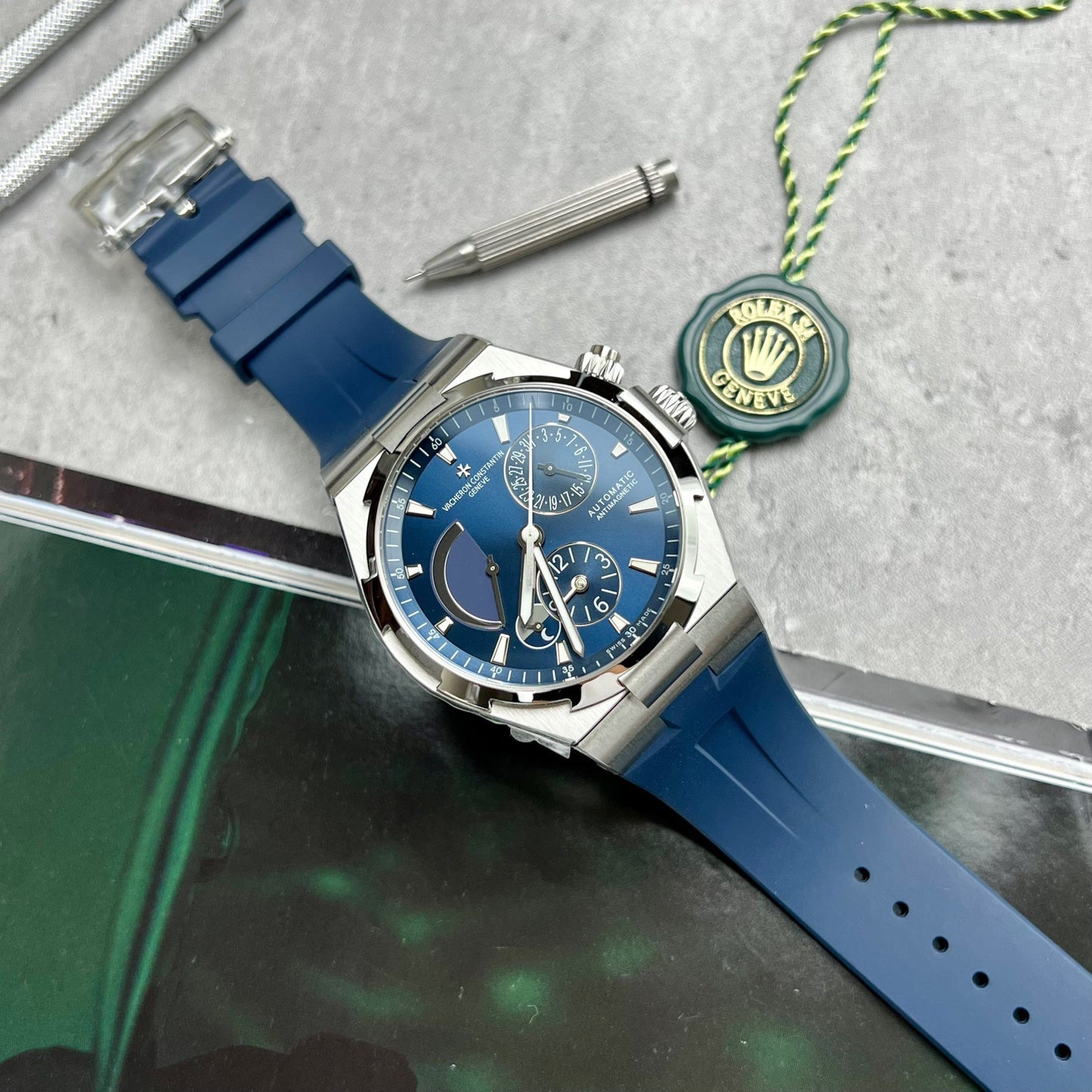 Vacheron Constantin Overseas 47450/000W-9511 TWA Fabbrica 1:1 Best Edition Blue Dial Rubber cinturino