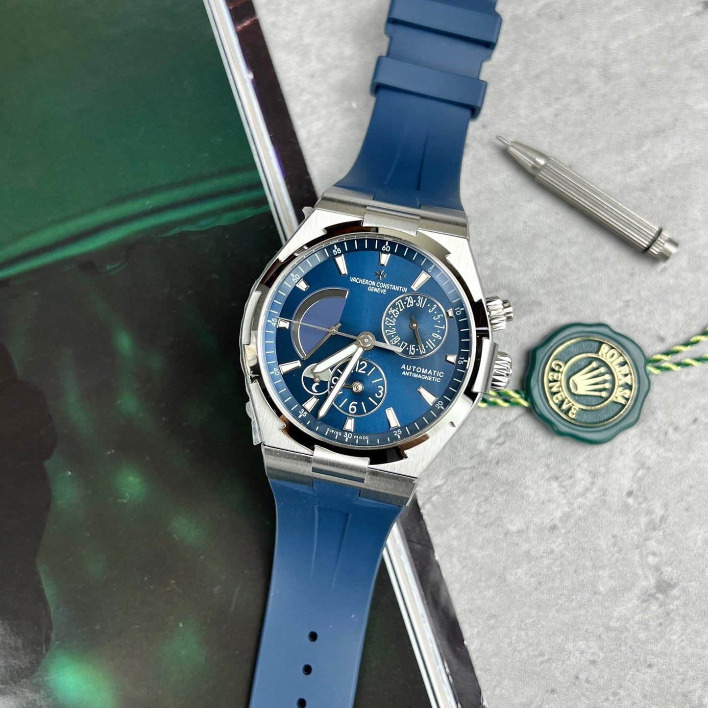 Vacheron Constantin Overseas 47450/000W-9511 TWA Fabbrica 1:1 Best Edition Blue Dial Rubber cinturino