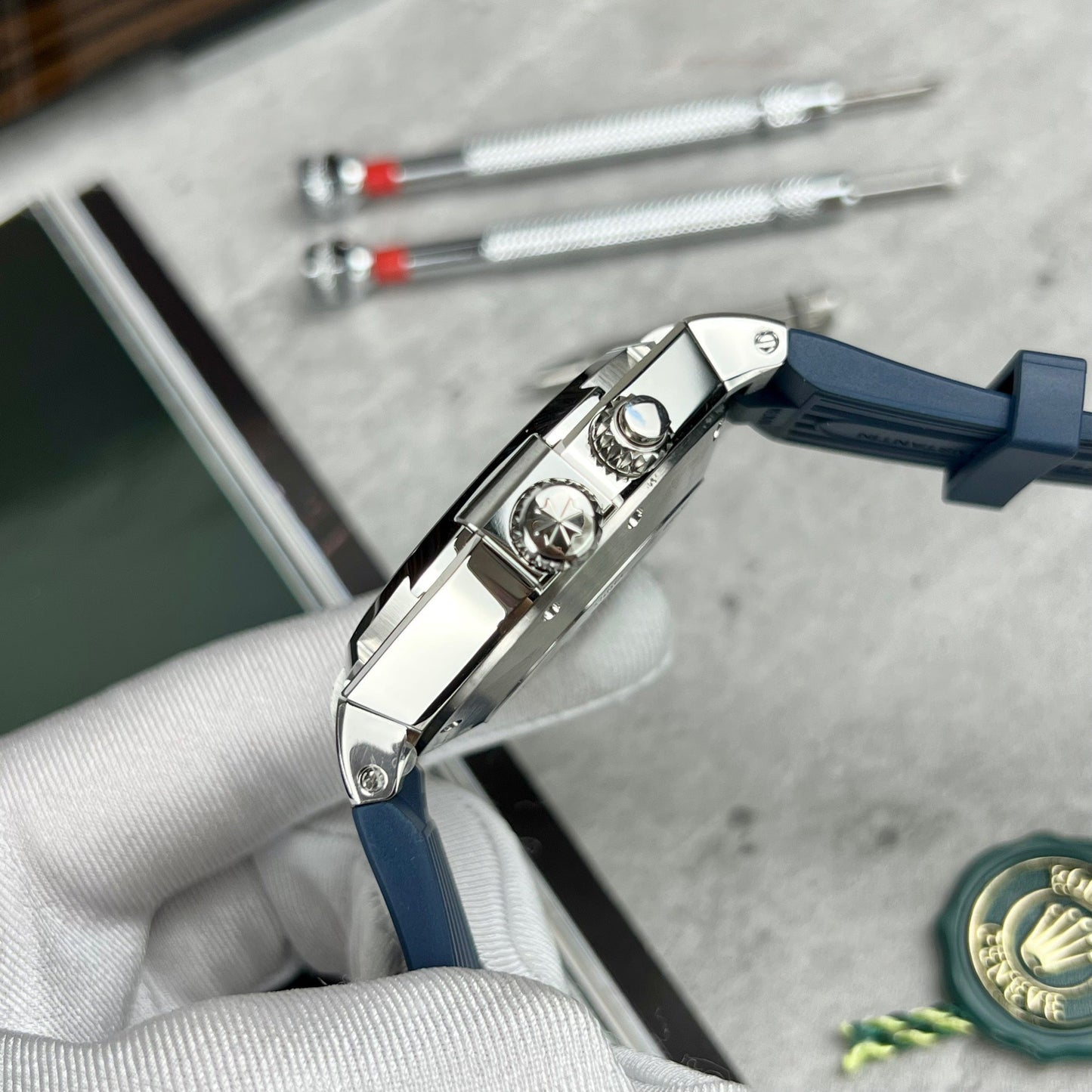 Vacheron Constantin Overseas 47450/000W-9511 TWA Fabbrica 1:1 Best Edition Blue Dial Rubber cinturino