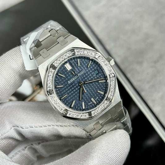 Audemars Piguet Royal Oak 67651IP.ZZ.1261IP.01 1:1 Best Edition ZF Fabbrica Blue Dial Moissanite bezel