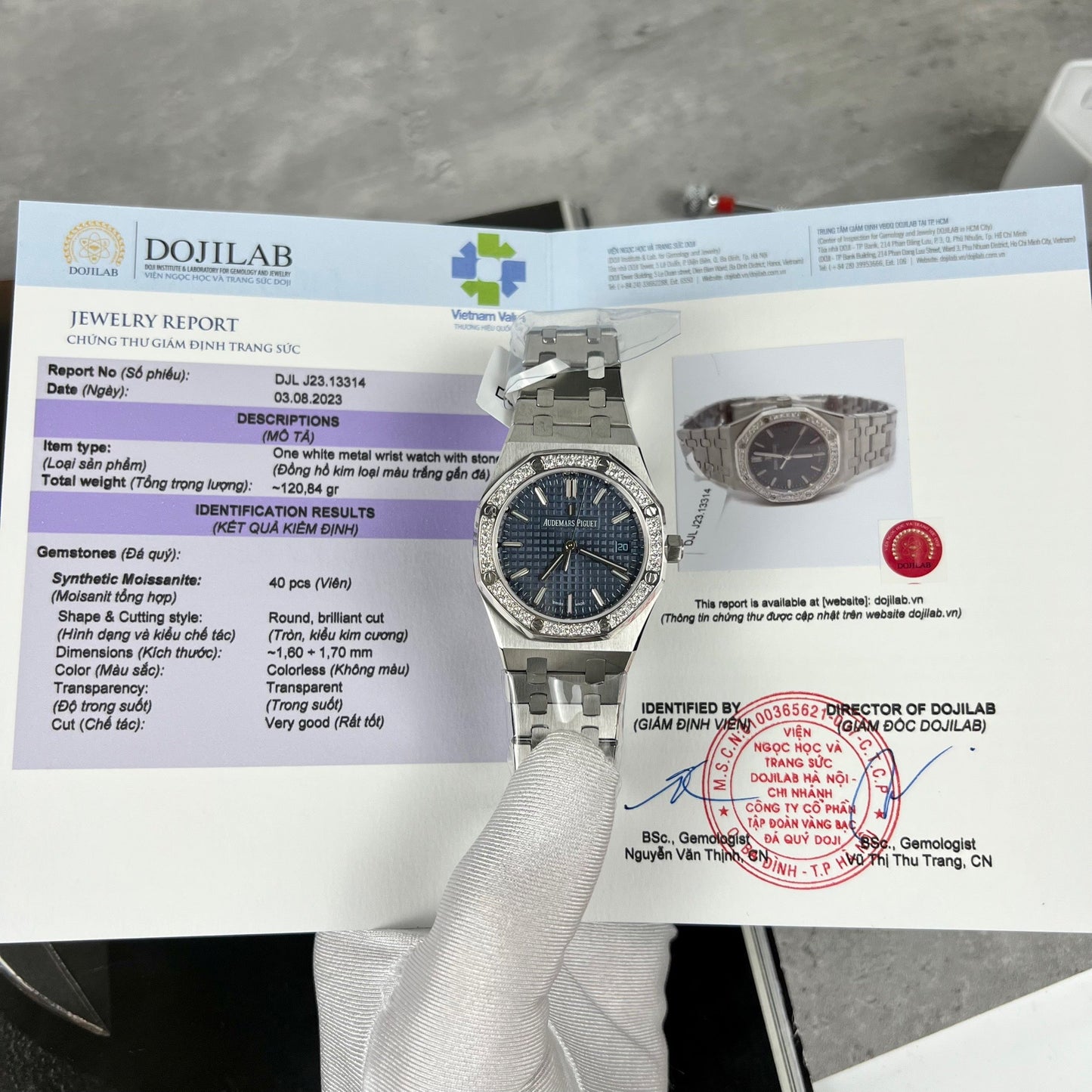 Audemars Piguet Royal Oak 67651IP.ZZ.1261IP.01 1:1 Best Edition ZF Fabbrica Blue Dial Moissanite bezel