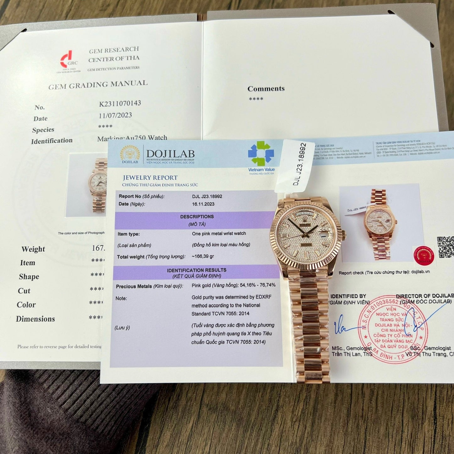 Rolex Day Date m228235-0036 custom 18k Everose Oro 1:1 edizione migliore GM Fabbrica Moissanite quadrante