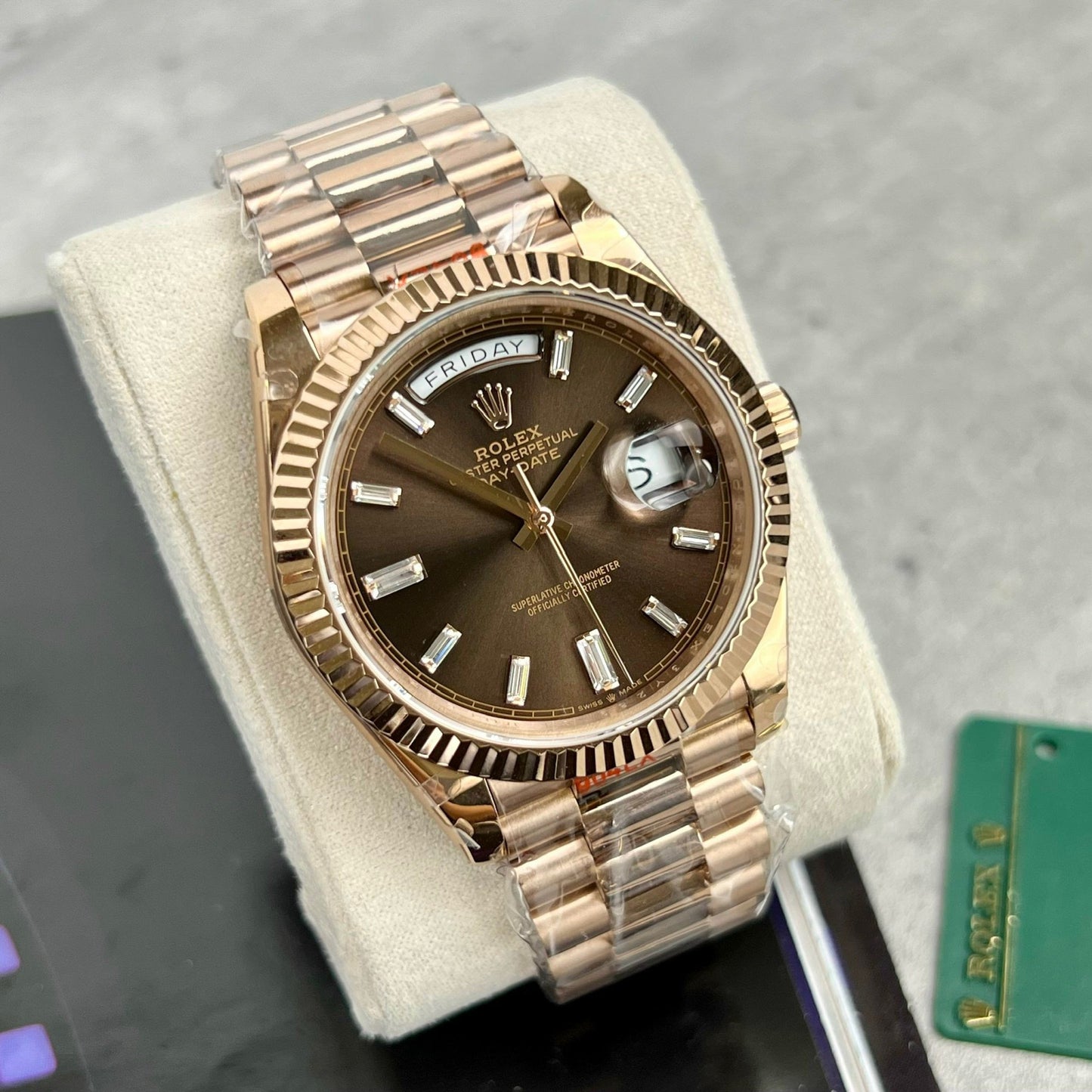 Rolex Day Date M228235-0003 1:1 edizione migliore GM Fabbrica V3 Chocolate quadrante Counterweight Versione
