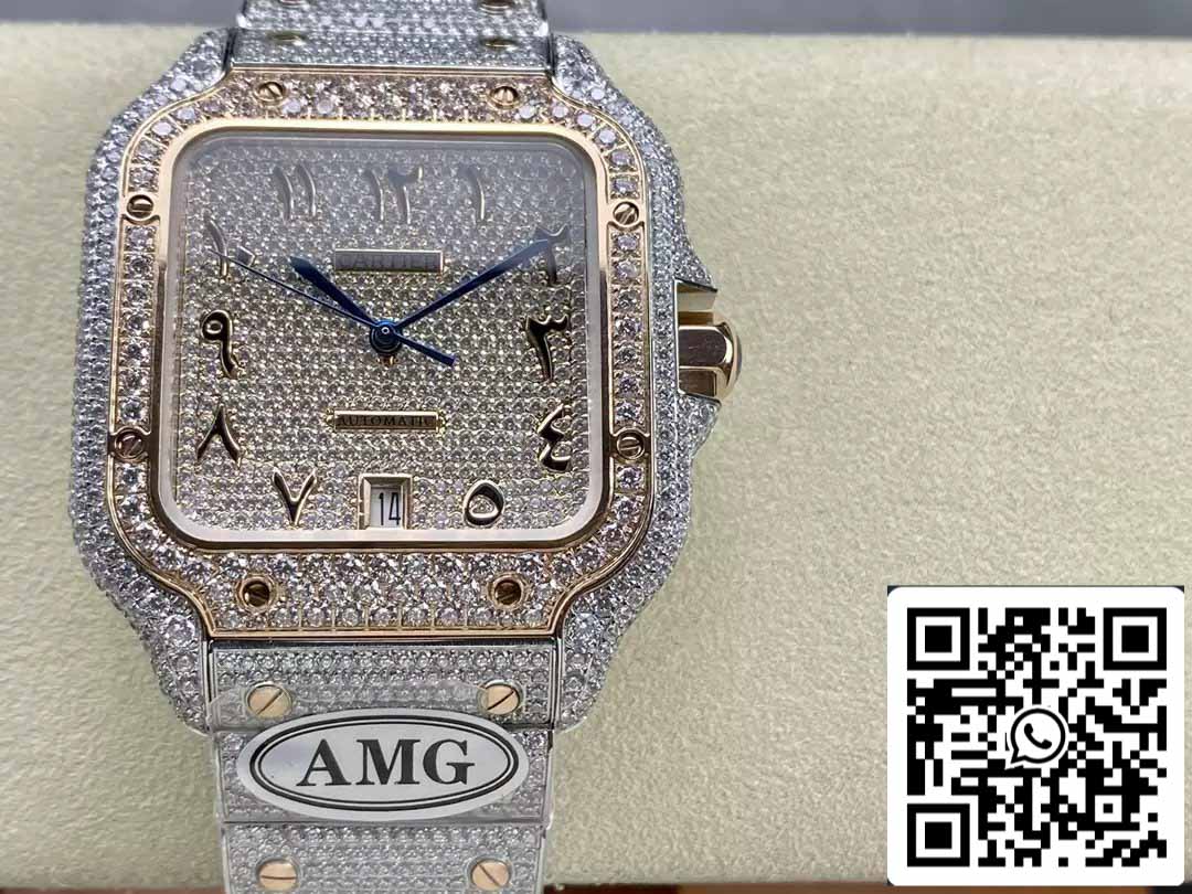 Santos De Cartier Diamond Watches Numeric Rosa Oro quadrante 1:1 edizione migliore AMG Fabbrica Swarovski Stone