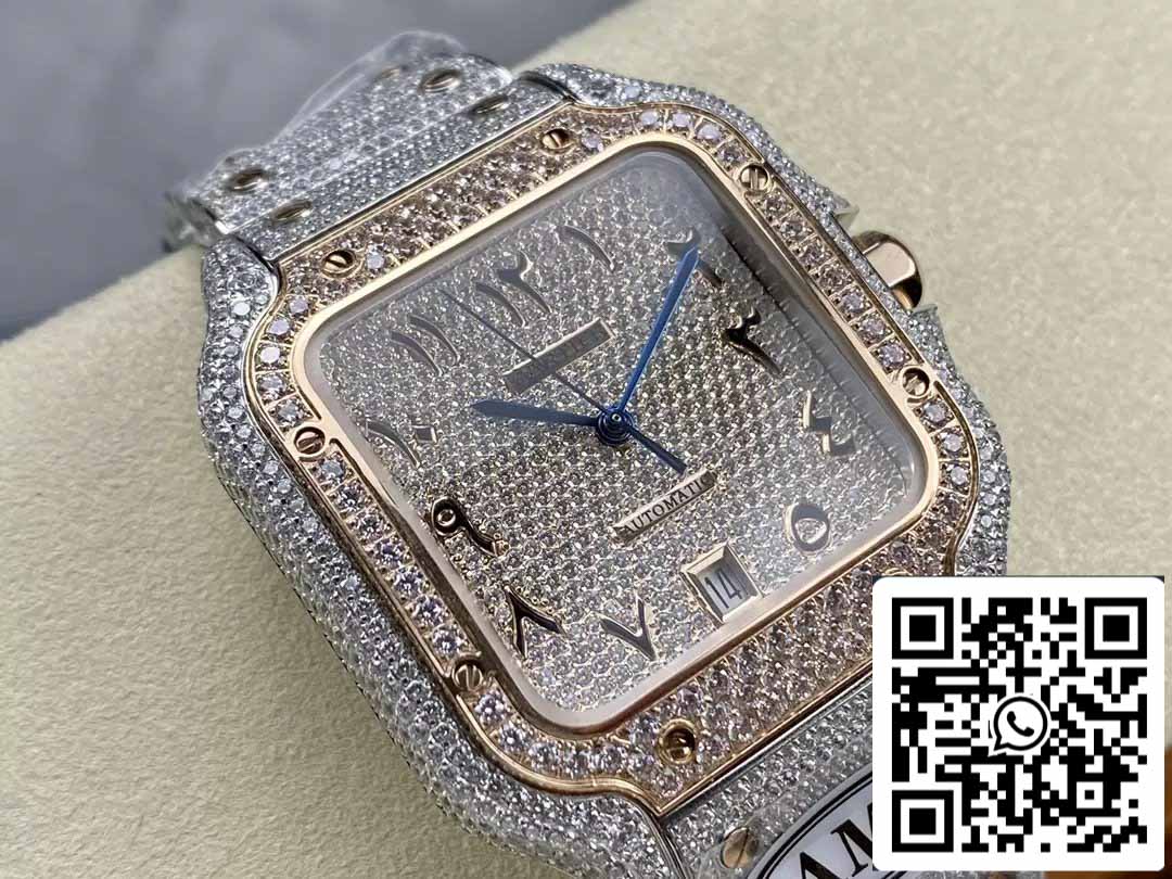 Santos De Cartier Diamond Watches Numeric Rosa Oro quadrante 1:1 edizione migliore AMG Fabbrica Swarovski Stone