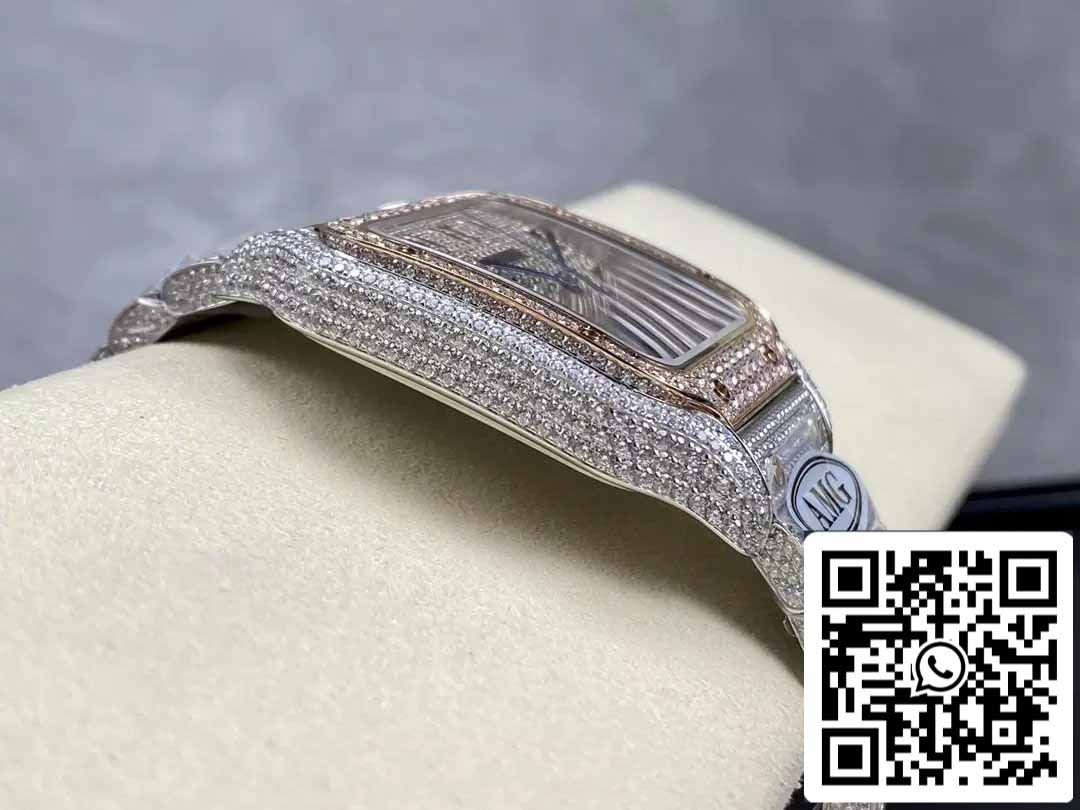 Santos De Cartier Diamond Watches Numeric Rosa Oro quadrante 1:1 edizione migliore AMG Fabbrica Swarovski Stone