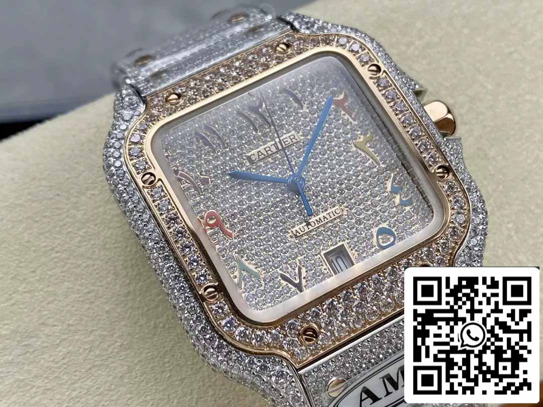 Santos De Cartier Diamond Watches Numeric Color Rosa Oro quadrante 1:1 edizione migliore AMG Fabbrica Swarovski Stone