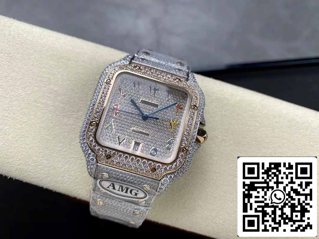 Santos De Cartier Diamond Watches Numeric Color Rosa Oro quadrante 1:1 edizione migliore AMG Fabbrica Swarovski Stone