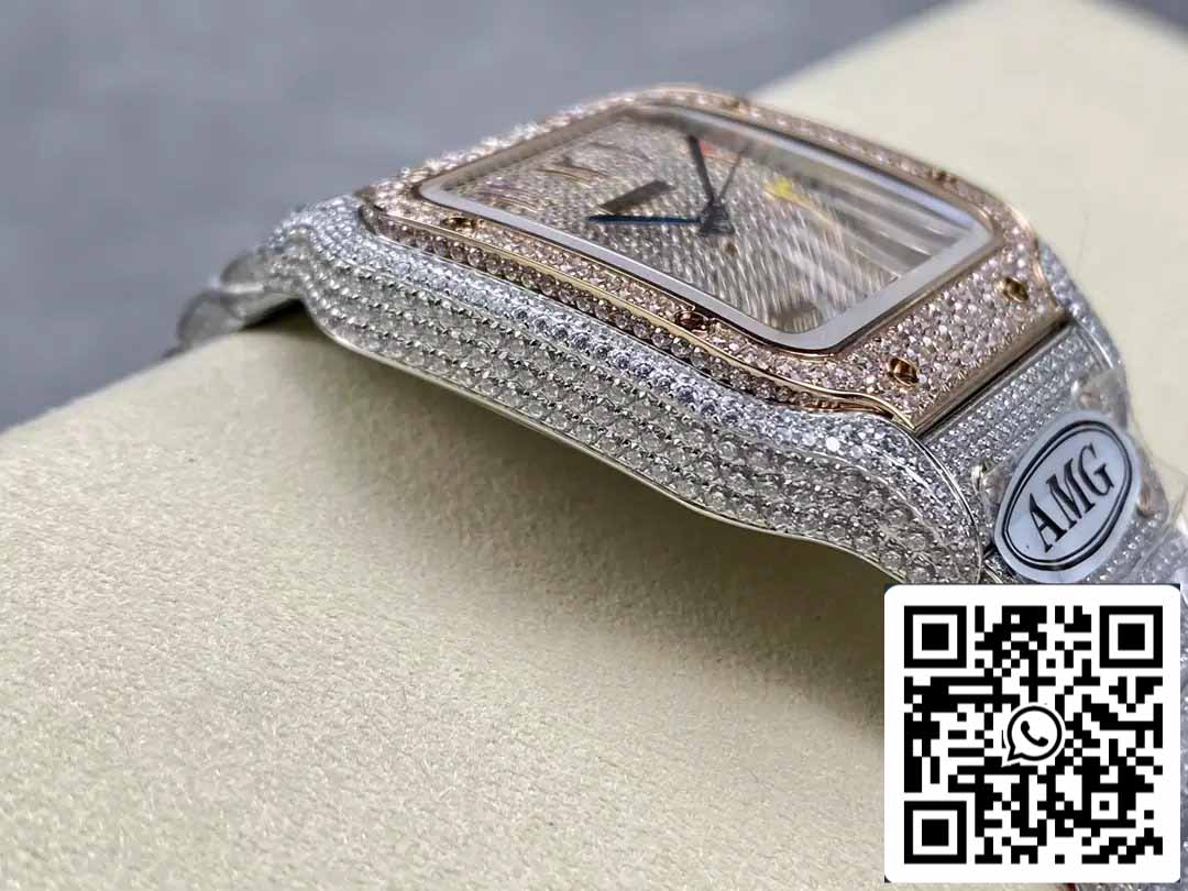 Santos De Cartier Diamond Watches Numeric Color Rosa Oro quadrante 1:1 edizione migliore AMG Fabbrica Swarovski Stone