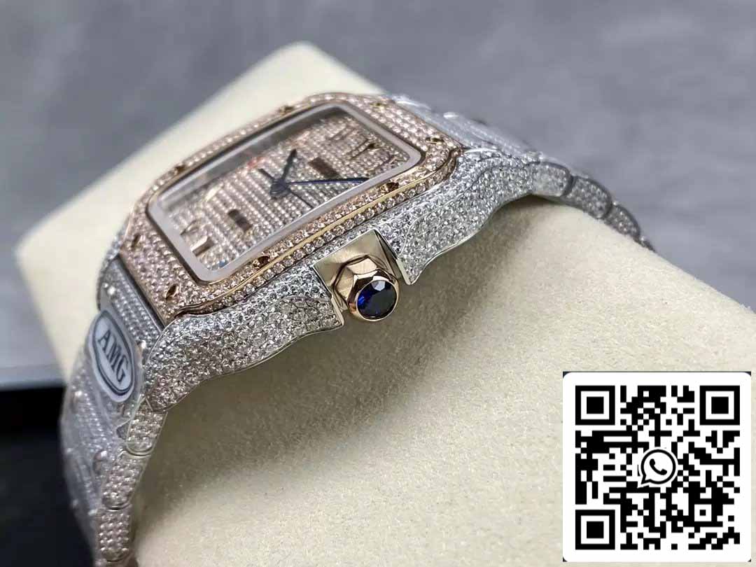 Santos De Cartier Diamond Watches Numeric Color Rosa Oro quadrante 1:1 edizione migliore AMG Fabbrica Swarovski Stone
