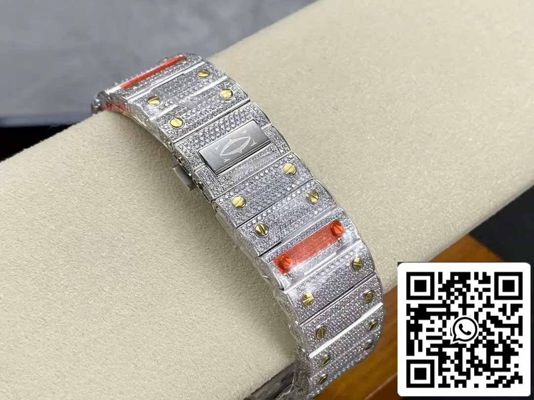 Santos De Cartier Diamante Romano Numérico quadrante Amarelo Oro 1:1 edizione melhor AMG Fabbrica Swarovski Stone