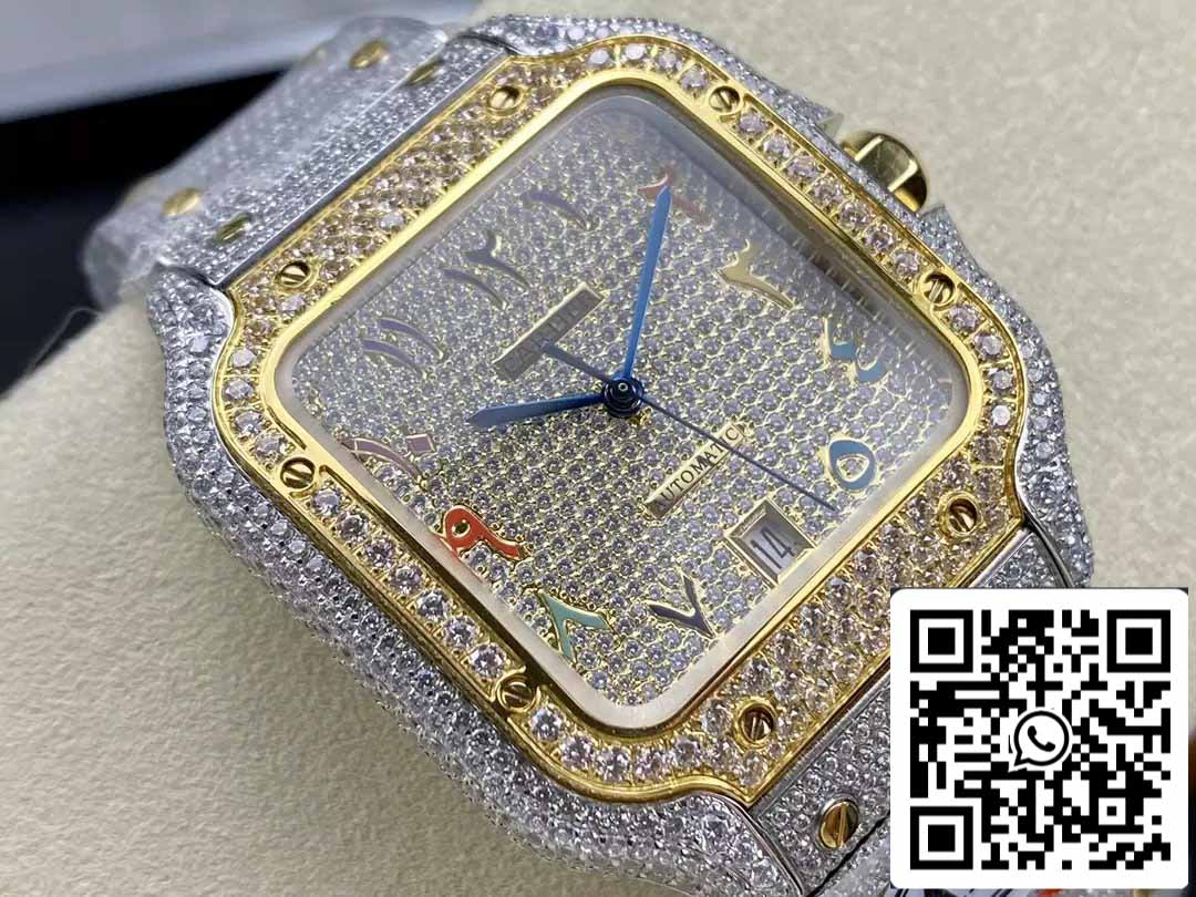 Santos De Cartier Diamante Numérico Cor quadrante Amarelo Oro 1:1 edizione melhor AMG Fabbrica Swarovski Stone