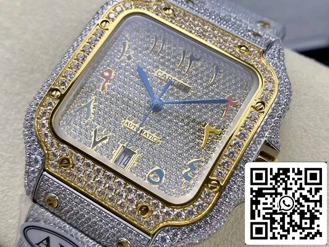 Santos De Cartier Diamante Numérico Cor quadrante Amarelo Oro 1:1 edizione melhor AMG Fabbrica Swarovski Stone