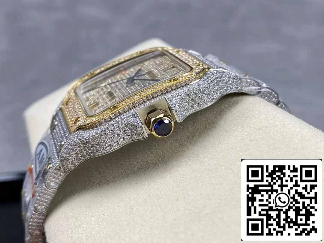 Santos De Cartier Diamante Numérico Cor quadrante Amarelo Oro 1:1 edizione melhor AMG Fabbrica Swarovski Stone