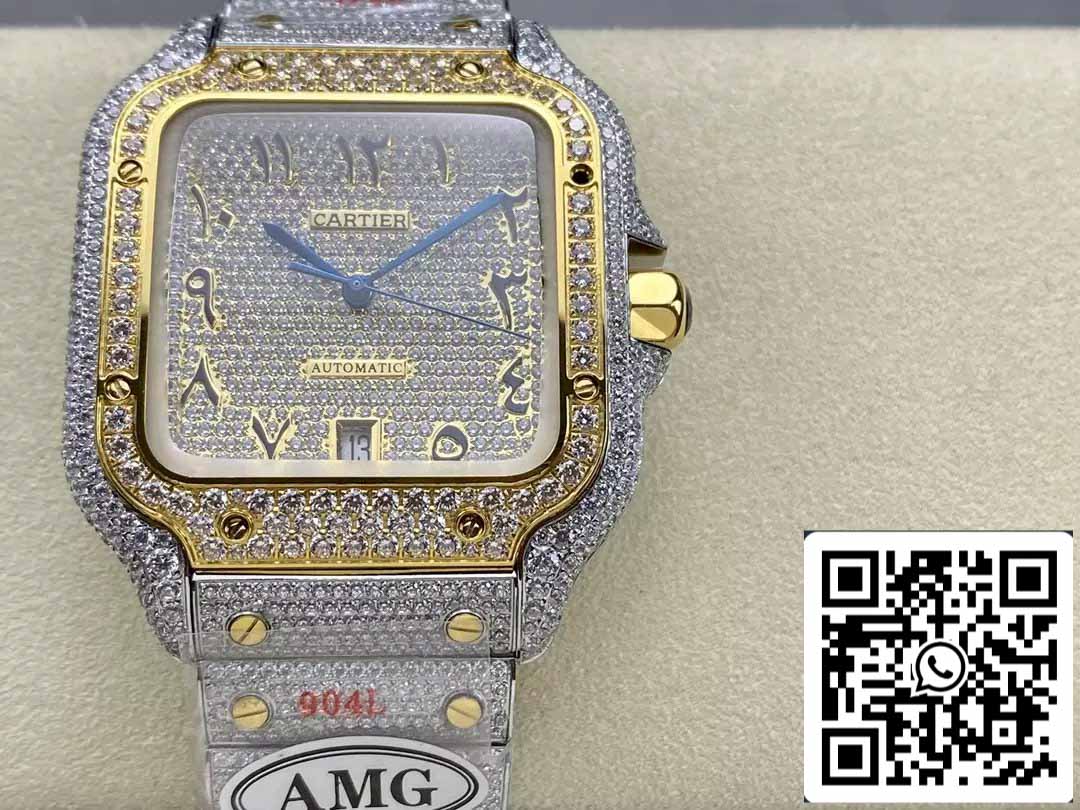 Santos De Cartier Diamond Numeric quadrante Yellow Oro 1:1 edizione migliore AMG Fabbrica Swarovski Stone