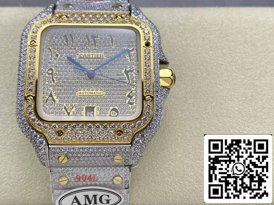 Santos De Cartier Diamond Numeric quadrante Yellow Oro 1:1 edizione migliore AMG Fabbrica Swarovski Stone