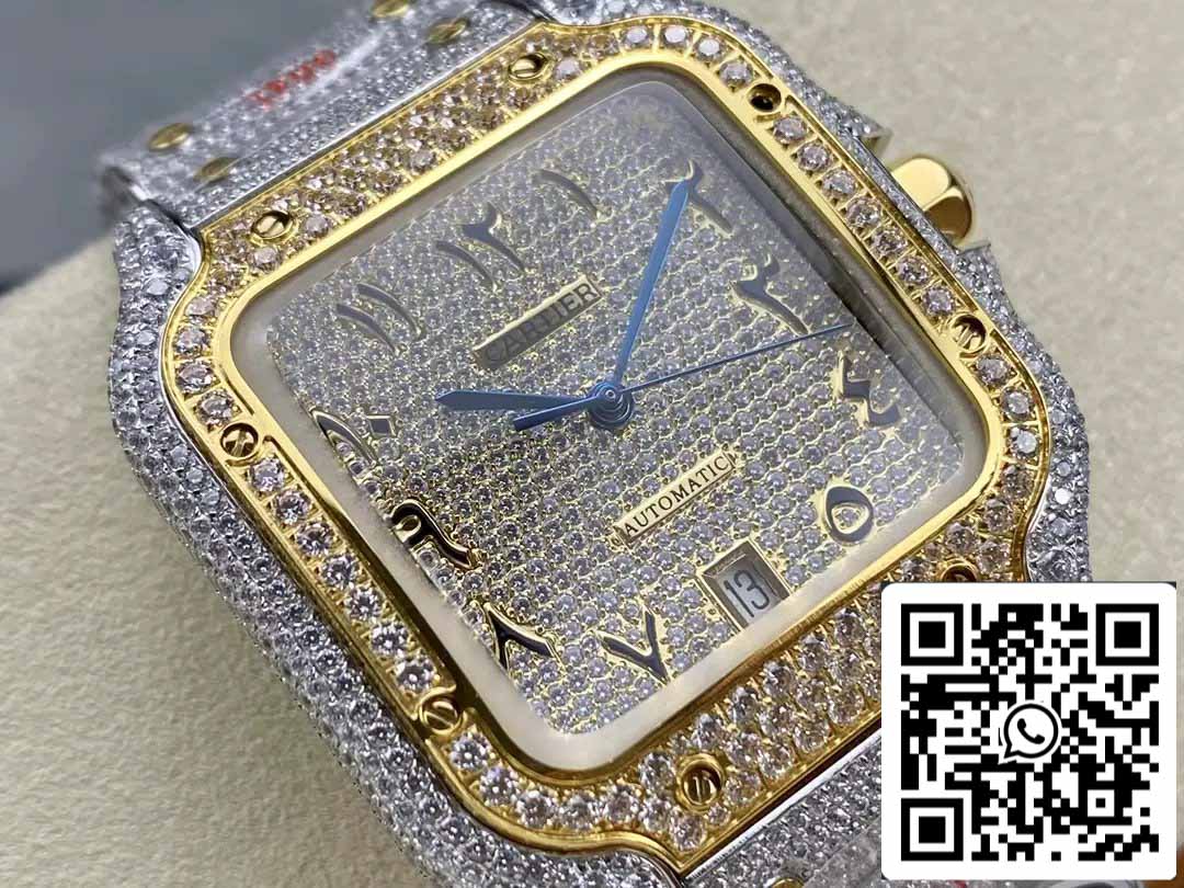 Santos De Cartier Diamond Numeric quadrante Yellow Oro 1:1 edizione migliore AMG Fabbrica Swarovski Stone