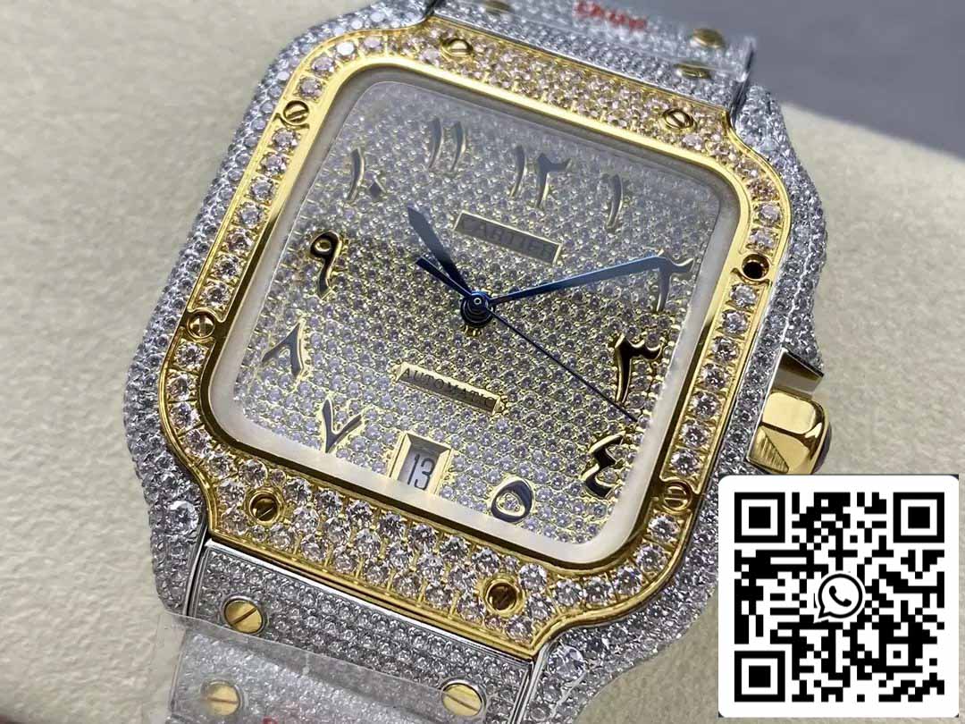 Santos De Cartier Diamond Numeric quadrante Yellow Oro 1:1 edizione migliore AMG Fabbrica Swarovski Stone