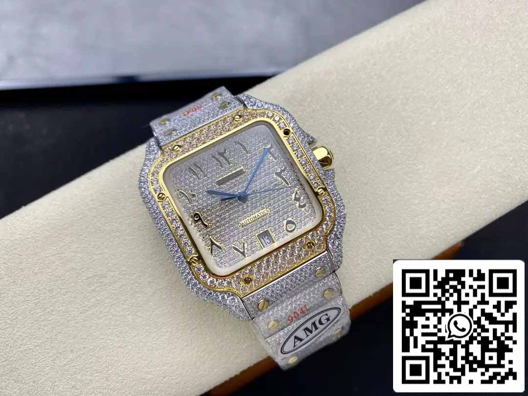Santos De Cartier Diamond Numeric quadrante Yellow Oro 1:1 edizione migliore AMG Fabbrica Swarovski Stone