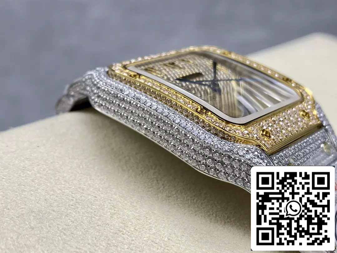 Santos De Cartier Diamond Numeric quadrante Yellow Oro 1:1 edizione migliore AMG Fabbrica Swarovski Stone