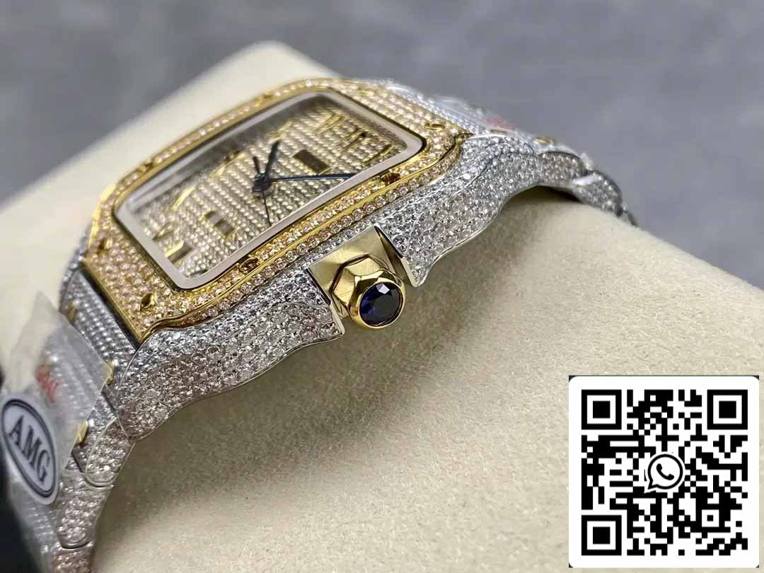 Santos De Cartier Diamond Numeric quadrante Yellow Oro 1:1 edizione migliore AMG Fabbrica Swarovski Stone