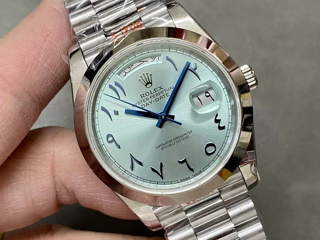 Rolex Day Date 40 m228236 Árabe quadrante azul 1:1 edizione melhor GM Fabbrica V3 Contrapeso Versão