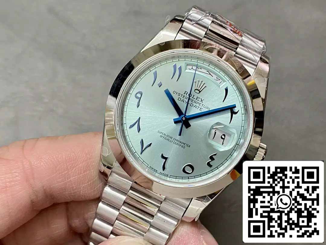 Rolex Day Date 40 m228236 Árabe quadrante azul 1:1 edizione melhor GM Fabbrica V3 Contrapeso Versão