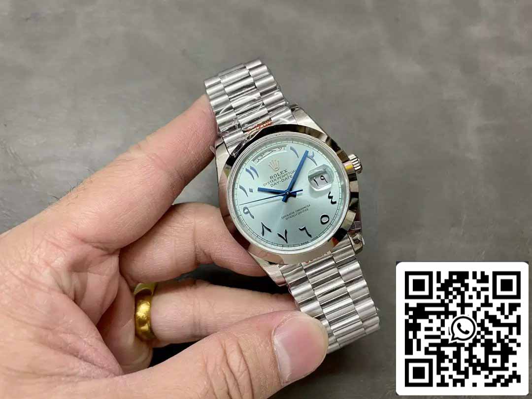 Rolex Day Date 40 m228236 Árabe quadrante azul 1:1 edizione melhor GM Fabbrica V3 Contrapeso Versão