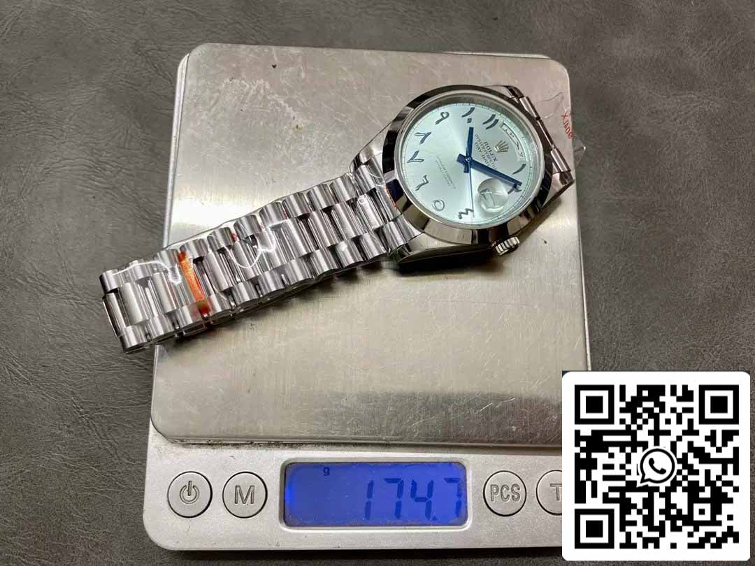 Rolex Day Date 40 m228236 Árabe quadrante azul 1:1 edizione melhor GM Fabbrica V3 Contrapeso Versão