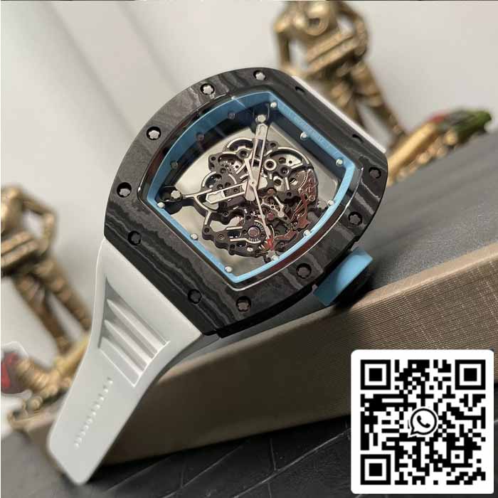 RICHARD MILLE  RM055 NTPT fibra di carbonio 1:1 edizione migliore BBR Fabbrica [V3] Bianco Gomma cinturino