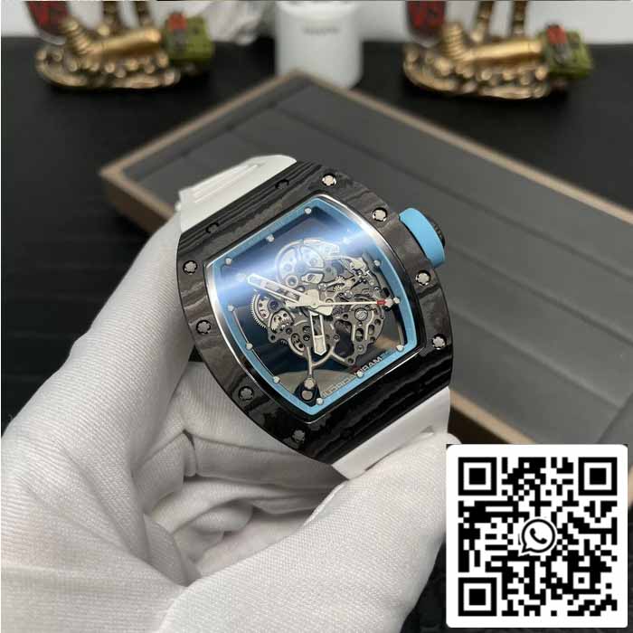 RICHARD MILLE  RM055 NTPT fibra di carbonio 1:1 edizione migliore BBR Fabbrica [V3] Bianco Gomma cinturino