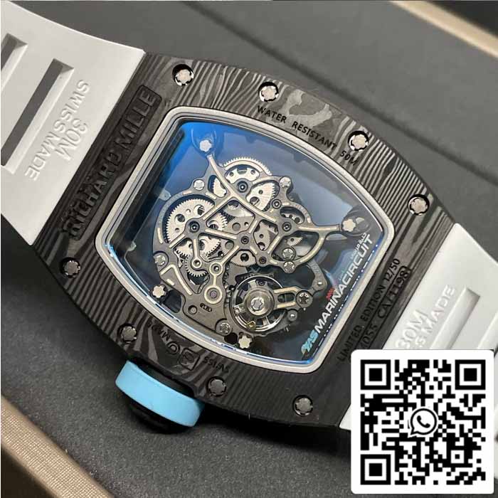RICHARD MILLE  RM055 NTPT fibra di carbonio 1:1 edizione migliore BBR Fabbrica [V3] Bianco Gomma cinturino